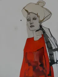 Moderne Frau in Rot