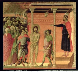 Die Geißelung, aus dem Maesta-Altarbild, ca. 1308-11