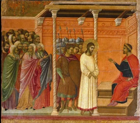 Die zweite Vernehmung Christi durch Pontius Pilatus - Rückseite des Maestà-Altarbildes