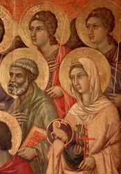 Madonna mit Kind auf dem Thron, Detail mit St. Peter und St. Agnes (La Maestà)