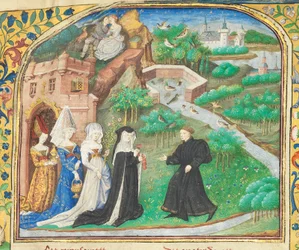 Seite aus "La Belle Dame Sans Merci" von Alain Chartier, Paris, frühes 15. Jahrhundert