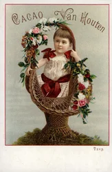 Mädchen mit Blumenstrauß, Werbung für Schokolade