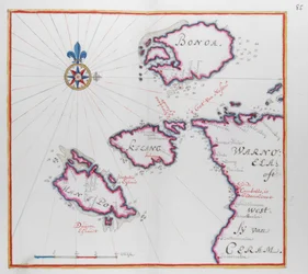 Karte eines Teils der Insel Ceram (Seram) und Bonoa (Pulau Boano) und Pulau Kelang und Pulau Manipa
