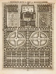Palast von Honsholredyk, aus Der niederländische Gärtner von Johann van der Groen, veröffentlicht 1699
