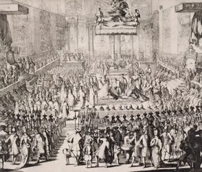 Die Krönung von Wilhelm von Oranien (1650-1702) und Maria (1662-94) in der Westminster Abbey, 21. April 1689