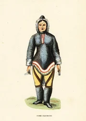 Inuit-Frau mit Gesichtstätowierungen, Mackenzie River, Yukon, Kanada