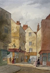 Ansicht von Cloth Fair und Middle Street, West Smithfield, City of London