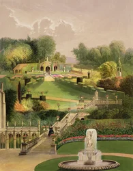 Der Garten am Hang, Castle Combe, aus 