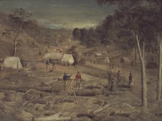 Bergbau-Camp in Bathurst, ca. 1851