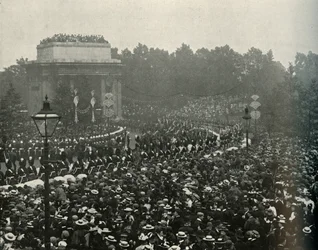 Ankunft des kanadischen Premierministers Der Ehrwürdige Wilfrid Laurier an der Hyde Park Corner, 1897