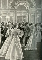 Der Staatsempfang im Buckingham Palace: Eingang des Prinzen und der Prinzessin von Wales, um 1897