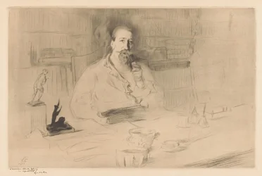 Porträt von Anatole France an seinem Schreibtisch