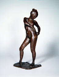 Tänzerin, die die Bänder ihrer Strumpfhose befestigt, ca. 1885-90, gegossen 1919