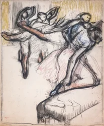 Tänzer üben im Opernfoyer. Um 1890. Pastell und Kohle auf Papier.