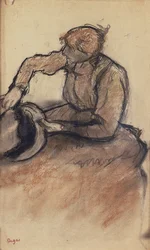 Modistin, die einen Hut verziert, ca. 1898