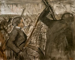 Musiker im Orchester. Um 1870