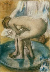 Badende Frau in einer flachen Wanne, 1885