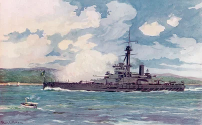 Das brasilianische Super-Dreadnought "Minas Geraes" nähert sich Rio