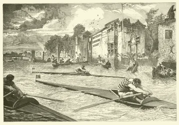 Ruderregatta auf der Themse in Chelsea (Gravur)
