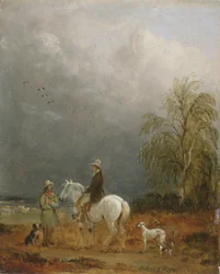 Ein Reisender und ein Schäfer in einer Landschaft