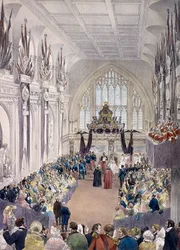 Napoleon III. und Kaiserin Eugenie in der Guildhall, London, 1855