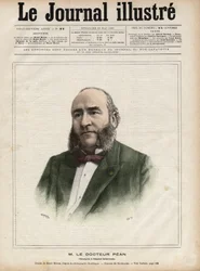 Porträt von Jules Emile (Jules-Emile) Pean (1830-1898), französischer Chirurg - Gravur von Navellier in „The Illustrous Diary“ von 1892