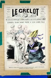 Titelblatt von „Le Grelot“, Nummer 1109, Satirisch in Farben