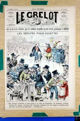 Titelblatt von „Le Grelot“, Nummer 1323, Satirisch in Farben