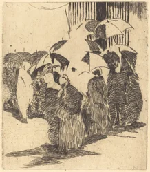 Schlange vor dem Metzgerladen (Queue devant la boucherie)
