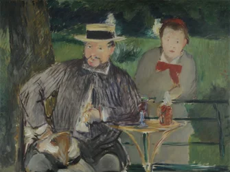 Porträt von Ernest Hoschedé mit seiner Tochter Marthe, ca. 1876