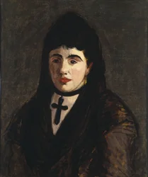 Spanische Frau mit schwarzem Kreuz