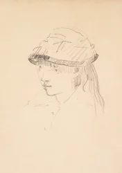 Junges Mädchen mit rundem Hut, 1878-79