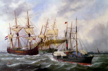 Zwei Dreimaster von Le Neptune in Le Havre im Jahr 1882