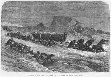 Schlitten durch das Packeis ziehen, Illustration aus 