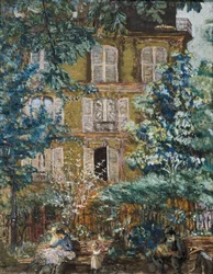 Fassade des Hauses auf dem Platz