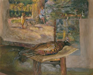 Interieur mit Gemälden und einem Fasan, 1928