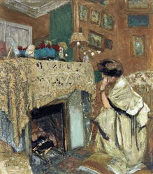 Madame Hessel am Kamin