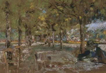 Lesen unter den Bäumen in Amfreville, um 1906