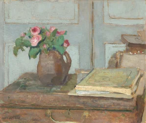 Die Malbox des Künstlers und Moosrosen