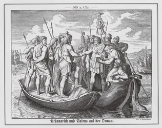 Treffen des römischen Kaisers Valens und des westgotischen Königs Athanarich an der Donau, 369