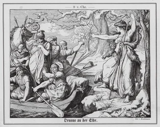 Römischer General Nero Claudius Drusus an der Elbe, 9 v. Chr.