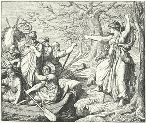 Der römische General Nero Claudius Drusus am Fluss Elbe, 9 v. Chr.