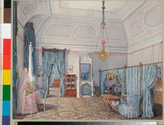 Interieurs des Winterpalastes - Das Schlafzimmer der Großfürstin Maria Alexandrowna