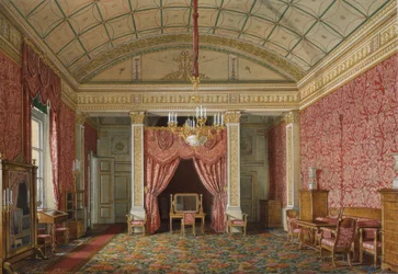 Innenräume des Winterpalastes. Das erste reservierte Apartment. Das Schlafzimmer der Großprinzessin Maria Nikolajewna, 1867