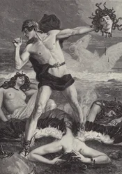 Perseus schlägt der Medusa den Kopf ab