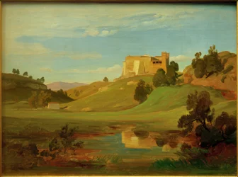 Italienische Landschaft mit breitem Tal