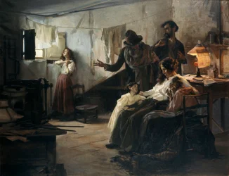 Die Familie des Anarchisten am Tag seiner Hinrichtung