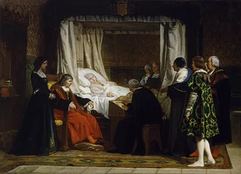 Königin Isabella I. von Kastilien diktiert ihr Testament