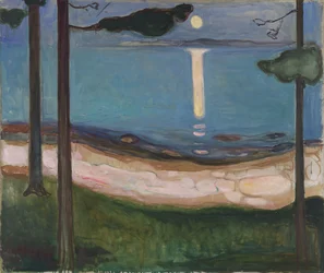 Nordische Landschaft im Mondlicht. (1863-1944) 1895, Maße 93 x 110 cm, Oslo, Nasjonalgalleriet