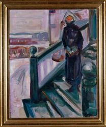 Frau auf der Veranda